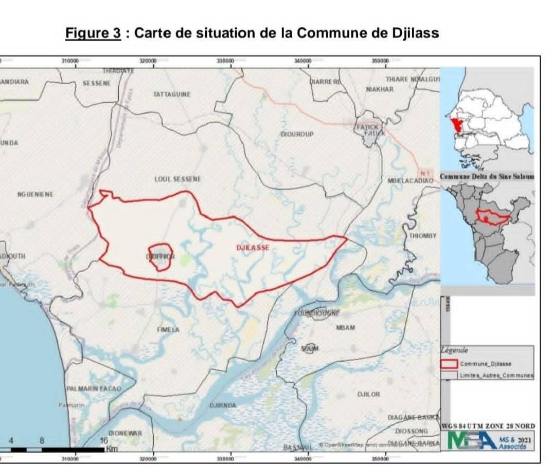 Carte de situation de la commune de Djilasse