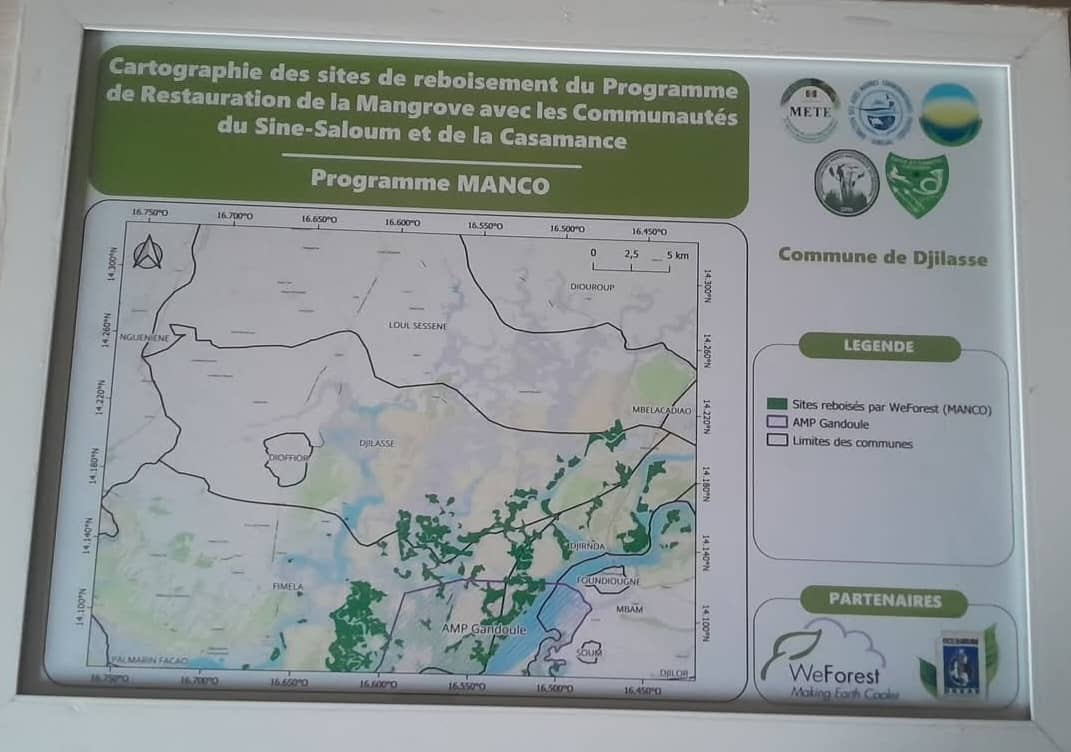 Cartographie des sites de reboisement de la mangrove, programme Manco